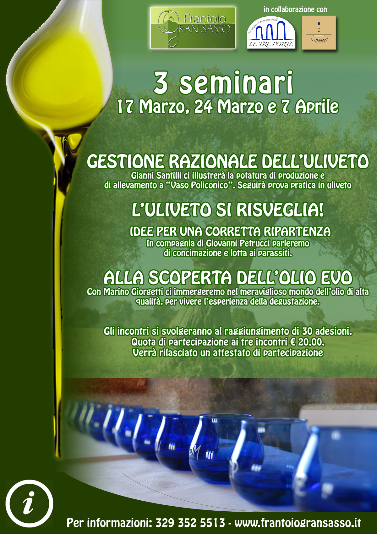 Ciclo di seminari su coltivazione olivo e degustazione olio evo